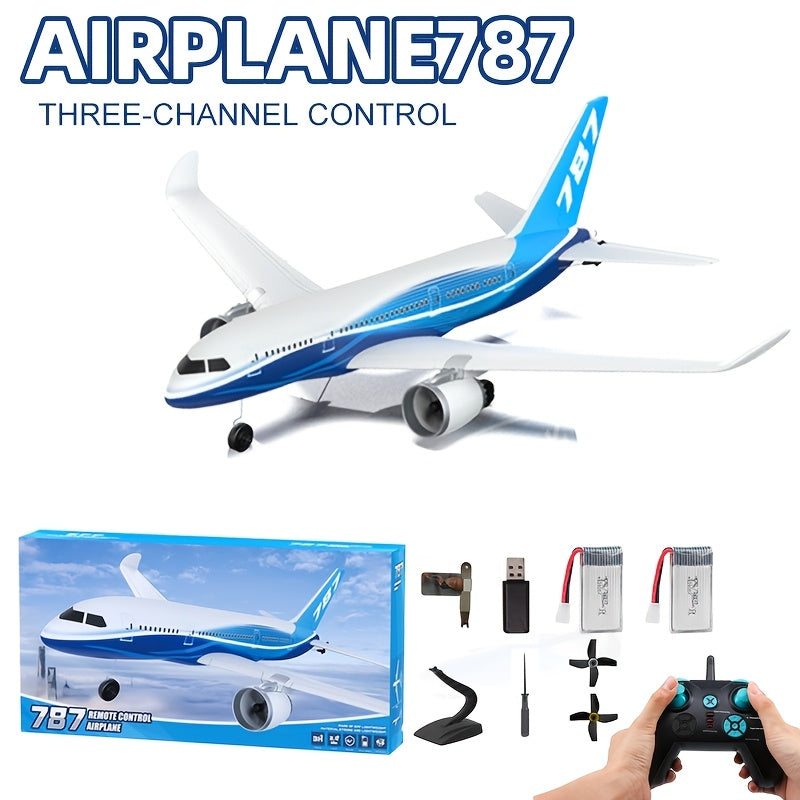 RC Airplane 787 Airliner Model BM30 BM29 3-Channel 2.4GHz Remote Control Glider with Gyroscope, EPP Foam, 200M Range, 6-10 Min Flight, Rolls & Stunts – Beginner RC Plane Gift for Kids & Adults