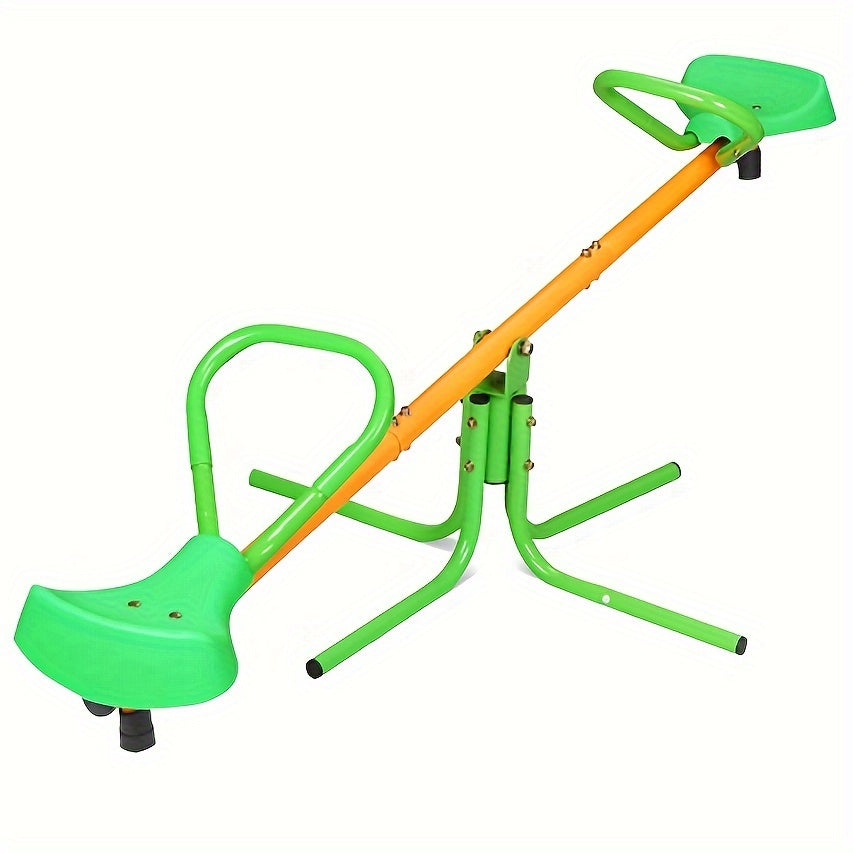 360-Degree Outdoor Rotating Seesaw and Rocking Car 2-Seater 4-Seater Heavy-Duty Metal Backyard Playground Equipment Kids Spinning Teeter Totter Birthday Gift for Boys Girls