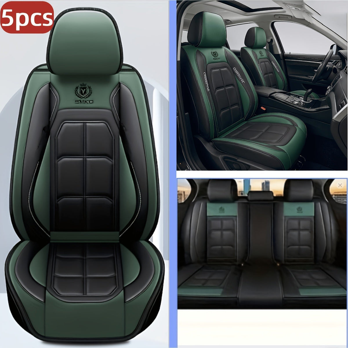 Faux Leather Car Seat Covers Universal Fit – Waterproof & Dirt-Resistant Protective Seat Cover for Cars, SUVs, Vans & Trucks, 1pc / 2pcs / 5pcs Set, Multiple Colors