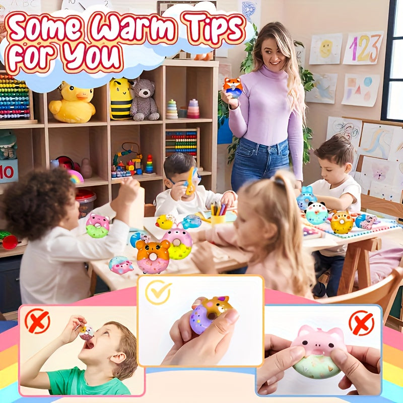 Mini Squishy Donut Squeeze Toys 12 or 24 Pack Slow Rising Party Favor Goodie Bag Fillers for Kids Classroom Birthday Halloween Christmas Holiday Gifts for Boys Girls Random Colors