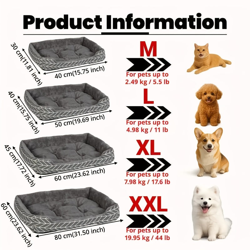 Ultra-Soft Pet Mattress & Couch Cushion – Cozy Warm Indoor Dog Cat Bed Mat in Blue Design, Easy-Clean Durable Fabric, 3 Sizes M/L/XL for Cats Dogs & Small Pets