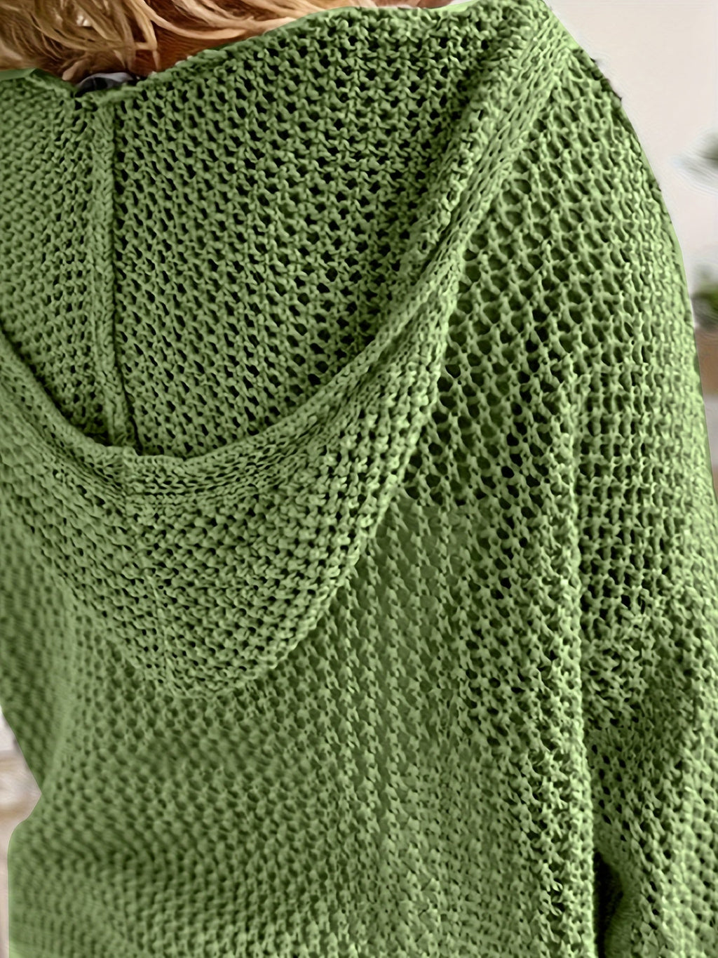 Women's Western Style Loose Hollow Out Sweater Hoodie Top - Crochet Knit Pullover Open Knit Casual Boho Shirt Yellow Green Khaki Red Grey S M L XL XXL Spring Fall