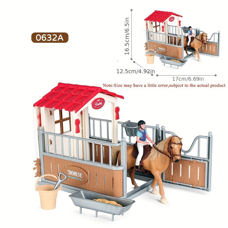 Deluxe Farm Ranch Playset with Stable & Horses – PVC Horseback Riding Scene with Rider, Horses, Fence & Cowboy Accessories | Kids Pretend Play Toy for Boys & Girls | Christmas Birthday Gift