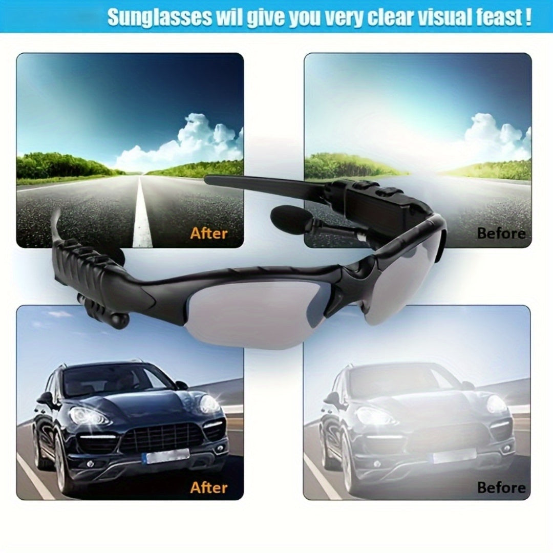 Smart Glasses with Built-In Bluetooth Wireless Earbuds – Stereo Sound, Hands-Free Calls, Glare-Resistant Lenses, Stylish Audio Sunglasses for Music, Driving, Sports & Outdoor Activities, Gift for Couples
