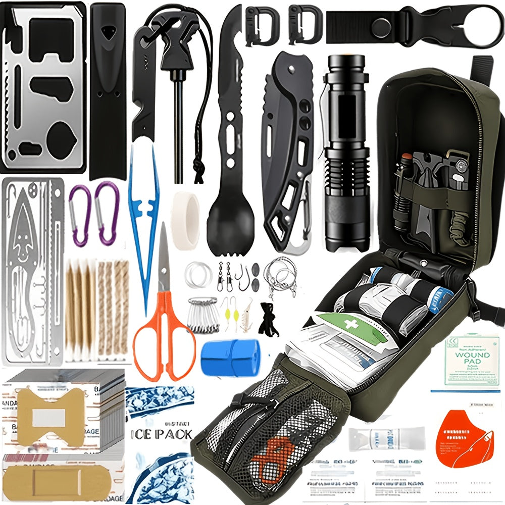 242-Piece Survival Kit – Outdoor Emergency Gear with Fire Starter & First Aid Tools for Camping Hiking Travel Car School, Men & Women Gift, Multiple Colors