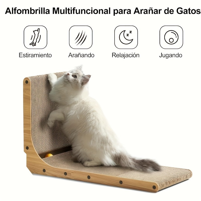 L-Shaped Cat Scratching Board for Wall and Floor - Durable Natural Texture Scratch Surface, Indoor Cat Toy and Furniture Protector, Long-Lasting Corner Cat Scratcher Play Area