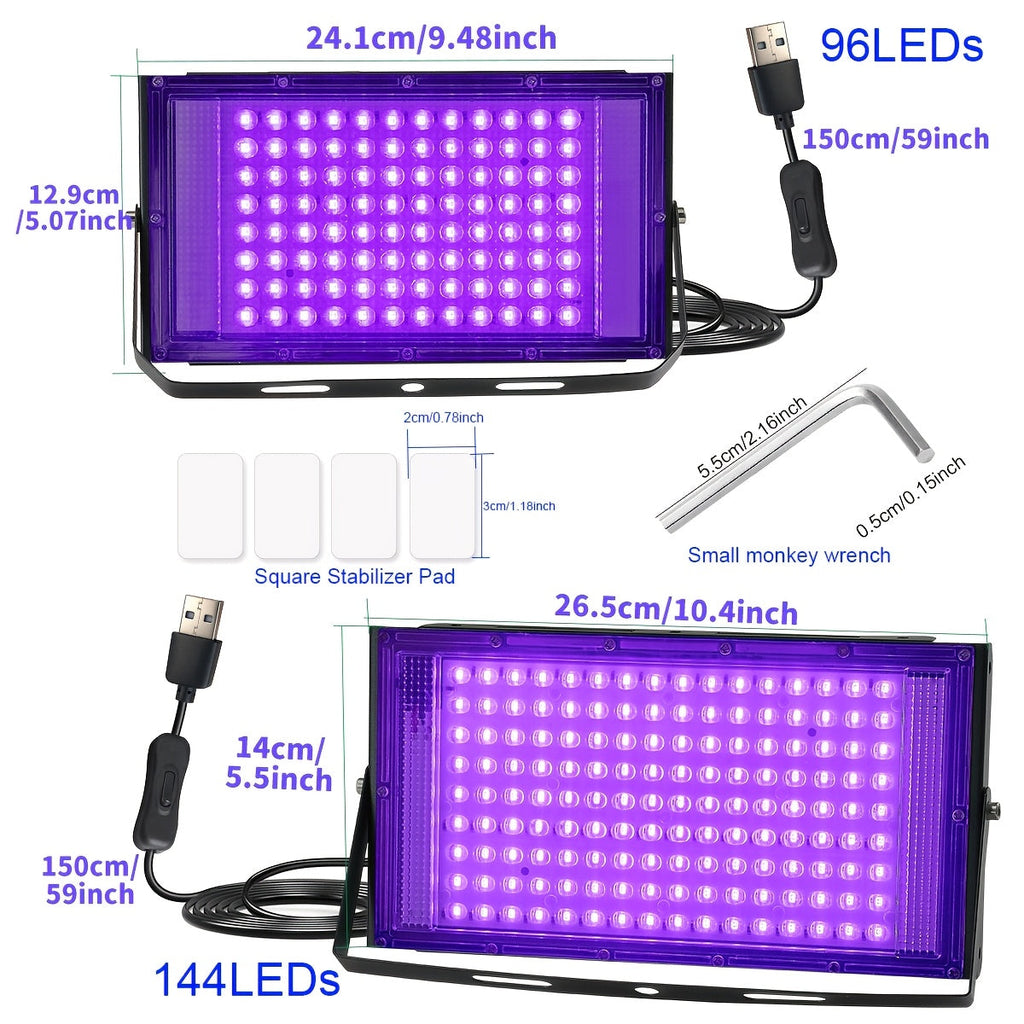 Professional UV LED Resin Curing Lamp 96 or 144 LEDs High Power USB Plug and Play for DIY Jewelry Making Epoxy Resin Hardening Mold Curing Dark Violet