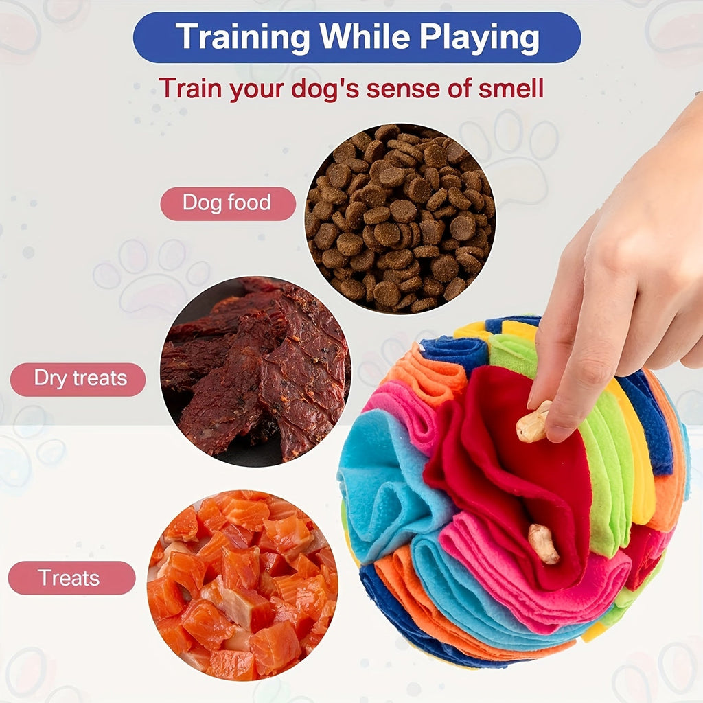 Snuffle Mat Ball Dog Toy for Anxiety Relief - Floral Fabric Sensory Sniffing Chew Toy for Small Breeds & Puppies, Calming Mental Stimulation Game for Anxious Dogs, Stress Relief & Enrichment Toy