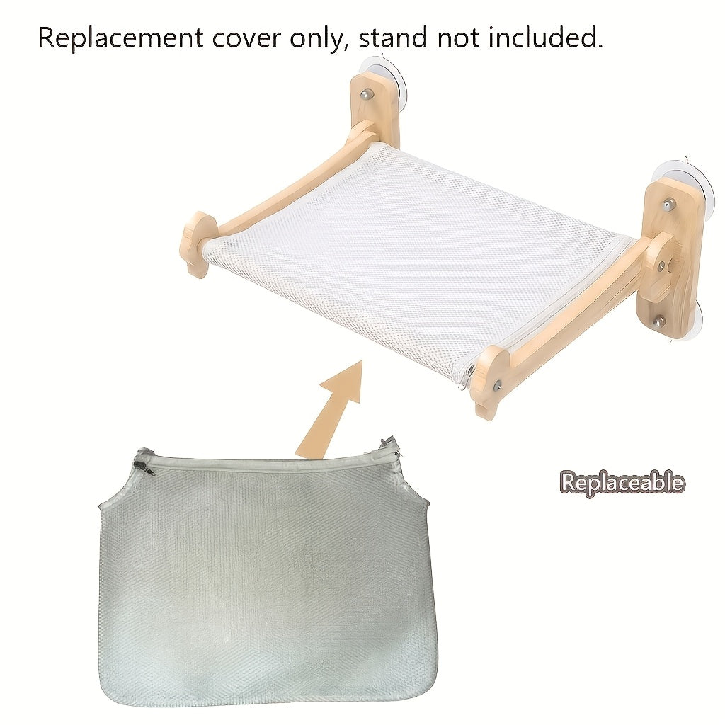 Hanging Cat Hammock with Replacement Mesh – Wall Mount & Ceiling Cat Bed, No-Trace Adhesive, Multi-Layer Straps, Foldable Space-Saving Breathable Cat Lounge for Small Spaces, Indoor Cats & Kittens