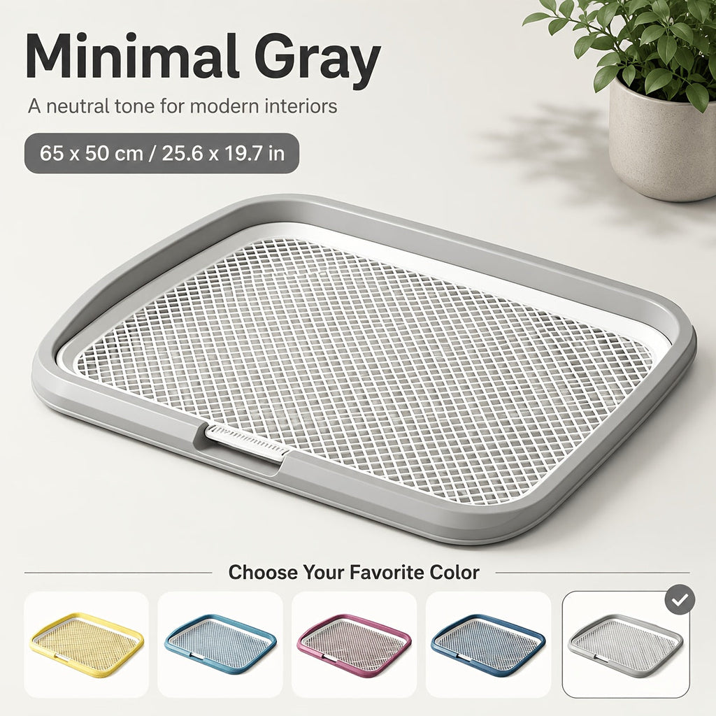 Dog Potty Tray Leak-Proof Indoor Puppy Toilet with Removable Grating, Washable Pee Pad Holder for Apartment Puppy Training, Pet Potty Station for Small Medium Dogs