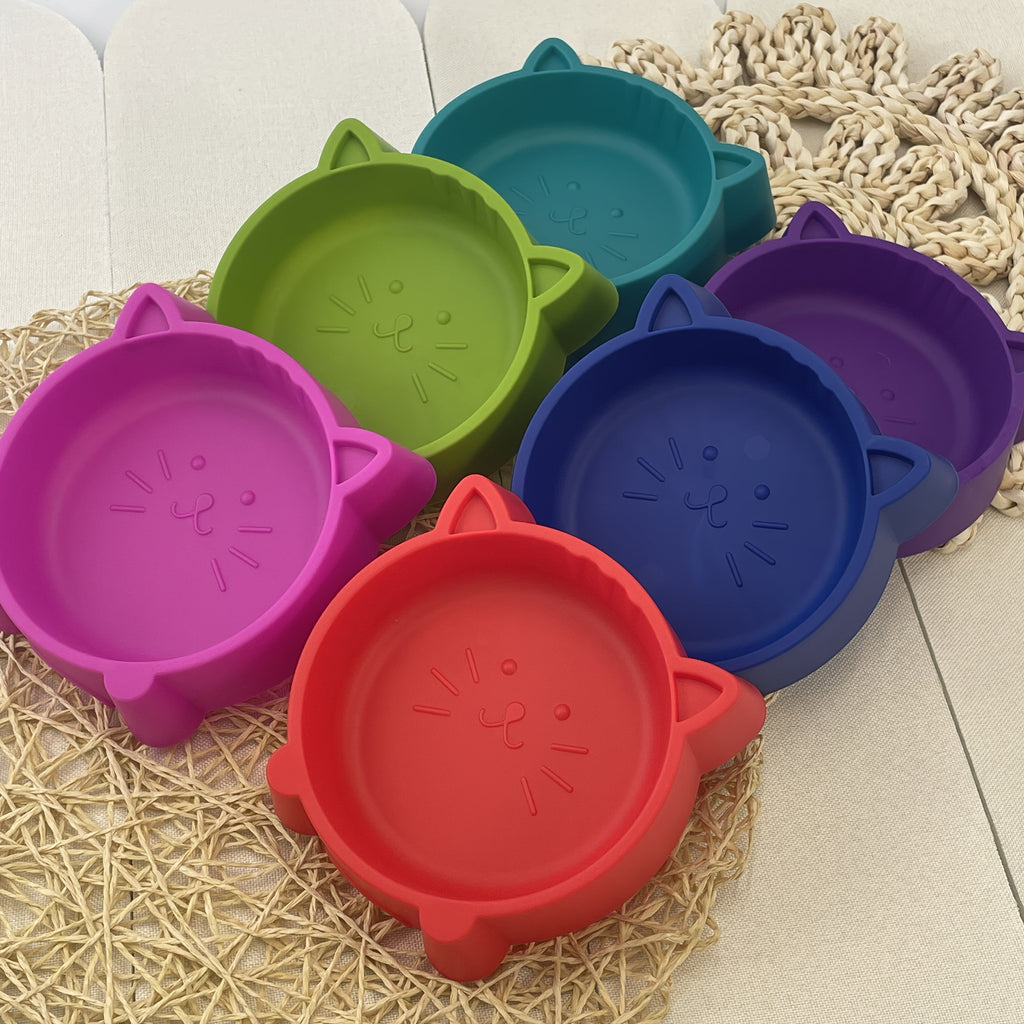 6-Pack Colorful Cat Face Pet Bowls, Durable Plastic Food & Water Dishes for Cats & Small Dogs, Easy-Clean Small Pet Feeding Bowls for Indoor Outdoor Use, Cat Birthday Party Bowls, Assorted Colors
