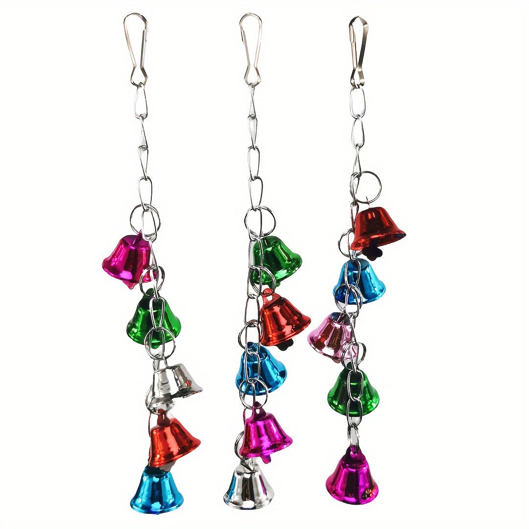 Parrot Bell Toy Hanging Swing Bird Cage Accessory Colorful Random Color Interactive Chew Toy for Cockatiels Budgies Parakeets Lovebirds Small Parrots – 1pc