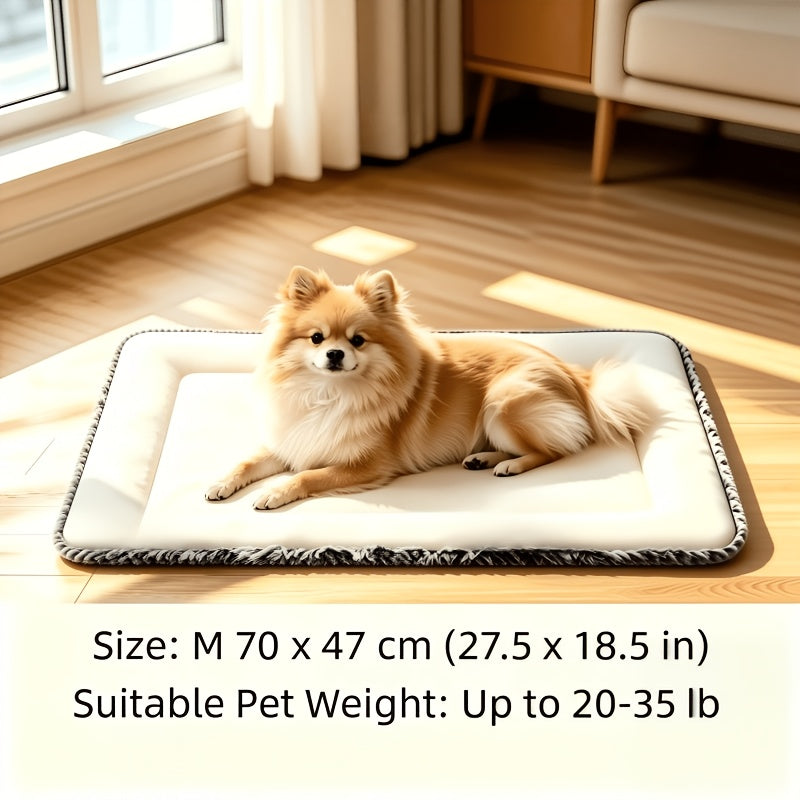 Dog Cooling Mat for Summer – Soft Polyester Pet Cooling Pad with Neck Support, Indoor Sleeping Floor Mat for Extra Small, Small & Medium Dogs & Cats, Heat Relief Bed