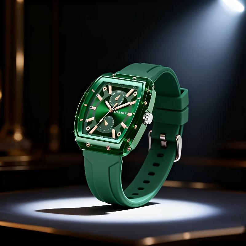 Men's Minimalist Quartz Watch with Silicone Strap - Round Dial Alloy Case Fashion Casual Sports Business Wristwatch for Men, 5 Colors White Black Green Blue Brown