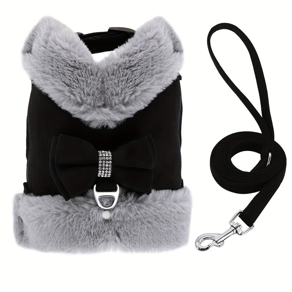 Small Dog Harness and Leash Set Soft Warm Winter Vest Harness for Small Dogs Cats Chihuahua Yorkie – Padded No-Pull Puppy Harness with Quick Release Buckle Dog Clothes Vest for Outdoor Walking