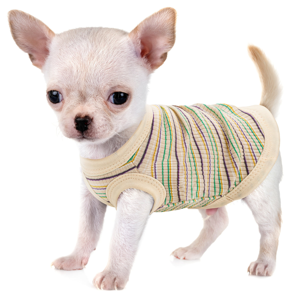 Soft Ribbed Striped Dog Tank Top Vest for Small Dogs - Lightweight Breathable Pullover Dog Shirt for XS to XXL Breeds, Cute Dog Clothes in 11 Colors for Chihuahua Yorkie Pomeranian Daily Wear