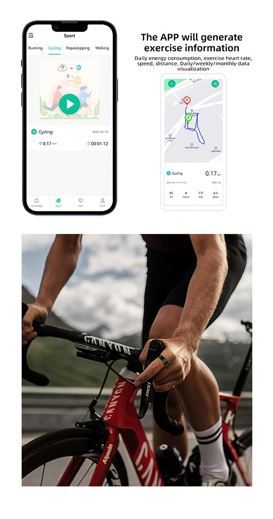 Smart Ring Fitness Tracker for Women Men Step Counter Calories HRV Stress Monitor Heart Rate 100+ Sports Modes IP68 Waterproof Health Ring iPhone Android Compatible