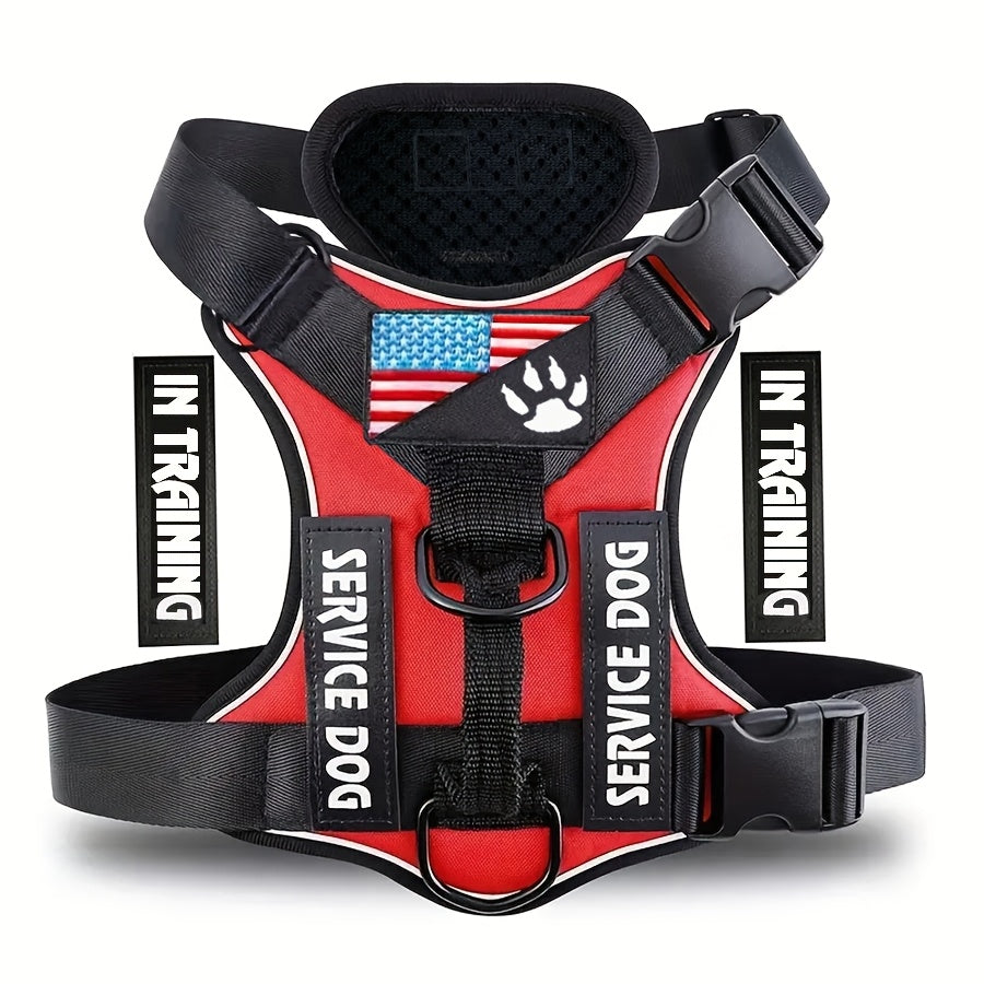 Reflective Dog Harness Vest with 5 Customizable Patches Adjustable Soft Oxford No-Pull Pet Harness with Mesh Lining Easy Control for Small Medium Large Dogs – Escape-Proof Dog Walking Vest Harness