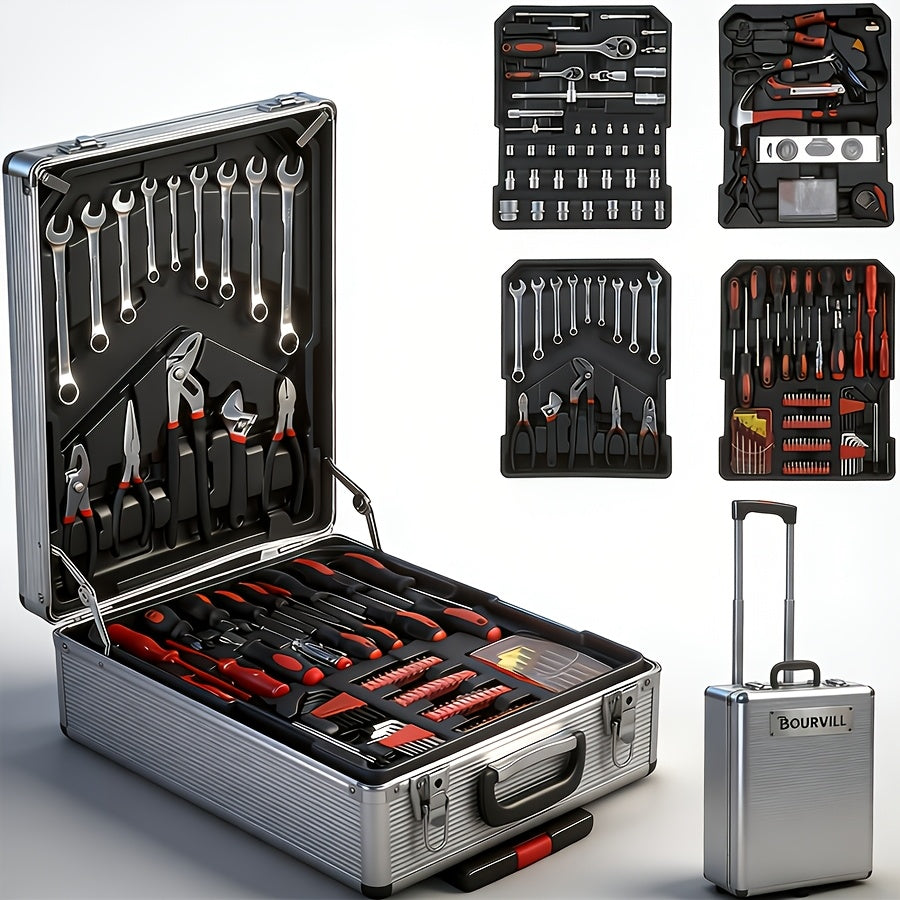 52 Piece Professional Tool Set with Portable Toolbox Multi-Functional Home and Car Repair Kit for DIY Enthusiasts and Professionals Gift for Men Available in Red Standard Black and White
