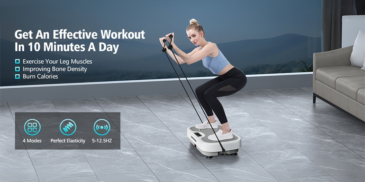 Vibration Plate Whole Body Workout Machine Lymphatic Drainage Fitness Platform Silent Motor Adjustable Speed Control Home Gym Exercise Equipment for Weight Loss Muscle Toning