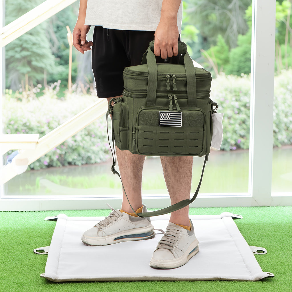 Tactical Lunch Box for Men 4.76 Gal – Expandable Heavy Duty Insulated Cooler Bag with MOLLE Webbing, Leakproof Thermal Lunch Bag for Work, Camping, Outdoor & Picnic, Available in Khaki, Black & Green