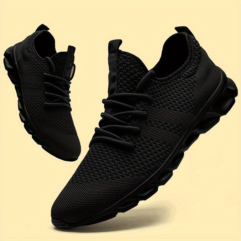 Men's Lightweight Breathable Knit Mesh Sneakers EVA Sole Low-Top Lace-Up Running Walking Shoes White Red Black Round Toe All-Season Gym Travel Daily Wear Sizes US 6-13.5
