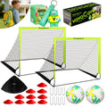 2-Pack Portable Pop-Up Soccer Goal Set – 4’x3’ Folding Soccer Nets for Youth & Adults, Includes 2 Balls, Pump & Carrying Bag, 450D Oxford Fabric, Indoor Outdoor Backyard Soccer Goals (Green/Pink)