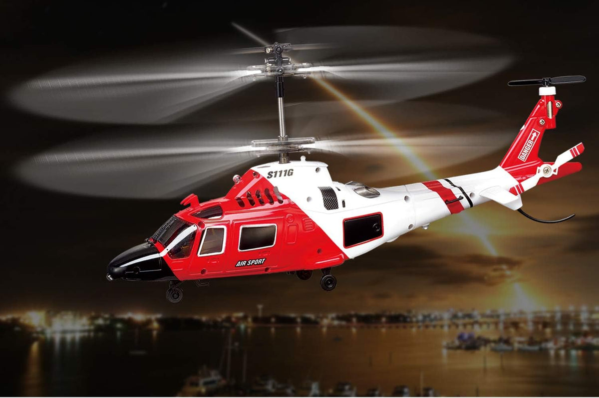SYMA S111G Coast Guard RC Helicopter - 3CH Infrared Gyro Mini Indoor Helicopter with LED Lights, 8.7" Palm Size, Beginner-Friendly, 5-6 Min Flight Time, Perfect Gift for Kids & Adults