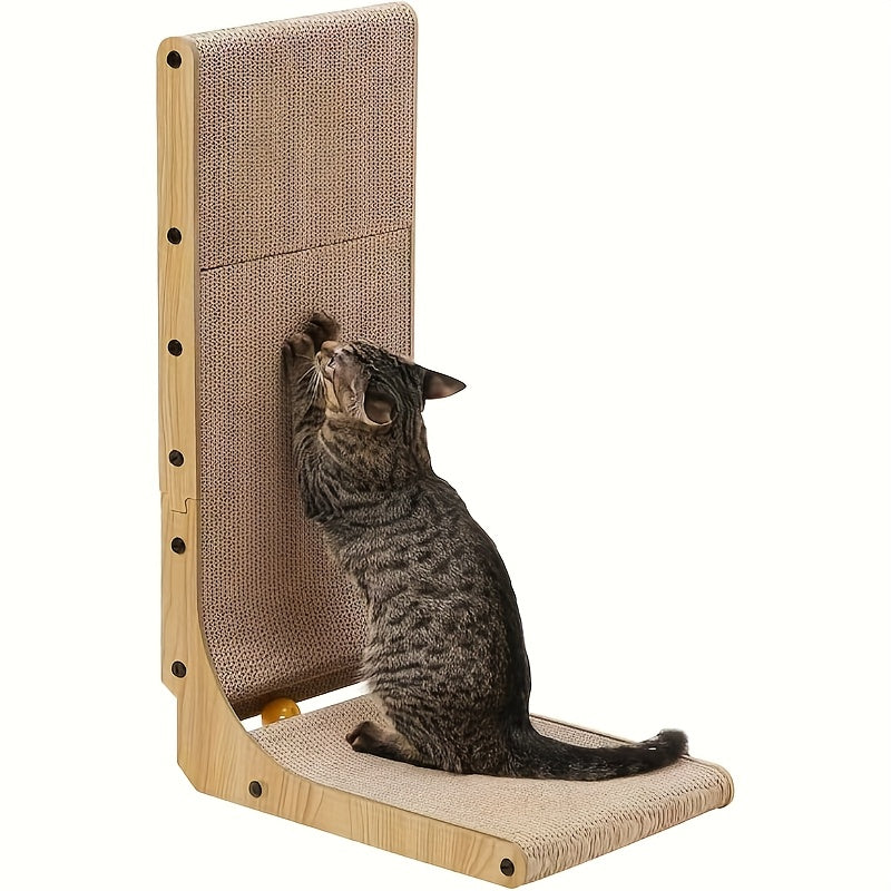 L-Shaped Cat Scratching Board for Wall and Floor - Durable Natural Texture Scratch Surface, Indoor Cat Toy and Furniture Protector, Long-Lasting Corner Cat Scratcher Play Area