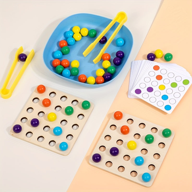Wooden Bead Picking Competitive Game for Kids & Family - Fine Motor Skills Educational Toy, Beads Battle Chopstick Dexterity Game, Fun Gift for Boys Girls Ages 3+, Halloween Christmas Birthday Present