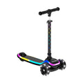 Kids Kick Scooter with Multicolor LED Wheel Lights for Ages 3 and Up - Adjustable Height Handlebars, Rear Foot Brake, 110 LB Capacity, Folding Design - Black, Blue, Purple