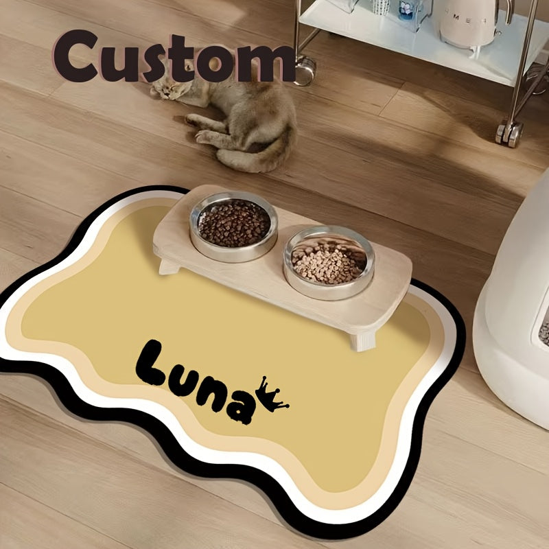 Personalized Pet Food Mat with Custom Name Non-Slip Leak-Proof Dog and Cat Feeding Mat – Stylish Waterproof Pet Bowl Mat for Dogs Cats Ideal Personalized Gift for Pet Owners