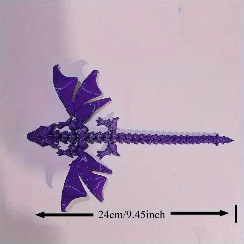 3D Printed Articulated Dragon Statue Dual-Horned Flexi-Wings Hybrid-Color Scales Collector's Desk Decor Model Figurine Fantasy Gift for Adults & Dragon Lovers