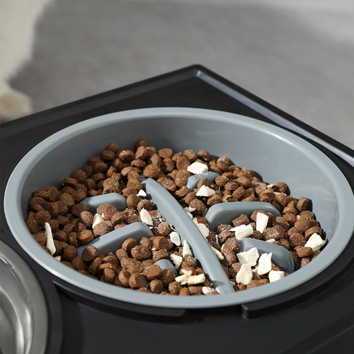 Personalized Raised Dog Bowl Stainless Steel with Slow Feeder & Height-Adjustable Double Dog Food Water Bowl for Medium Large Dogs and Cats