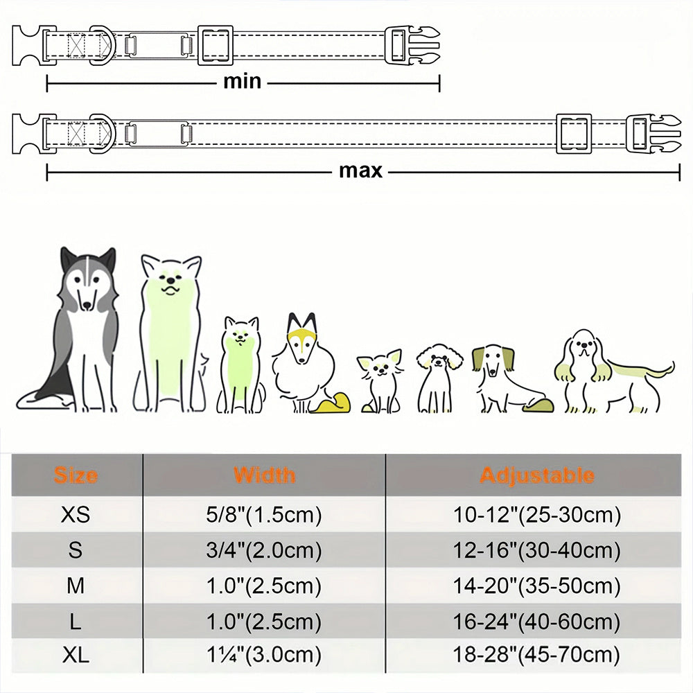 Customizable Reflective Dog Collar with Personalized Name Plate - Padded Nylon Comfort Fit, 12 Color Options, Engraved ID Tag Alternative for Small Medium & Large Dogs, Perfect Personalized Dog Gift for Dog Lovers