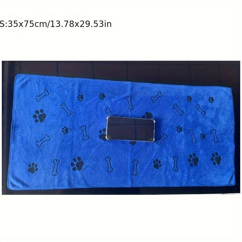 Microfiber Dog Towel with Paw Print - Quick-Dry Super Absorbent Pet Bath Towel 13.5x29.5 Inch, Soft Durable Dog Drying Towel for Bathing & Grooming, Available in 1 or 3 Pack