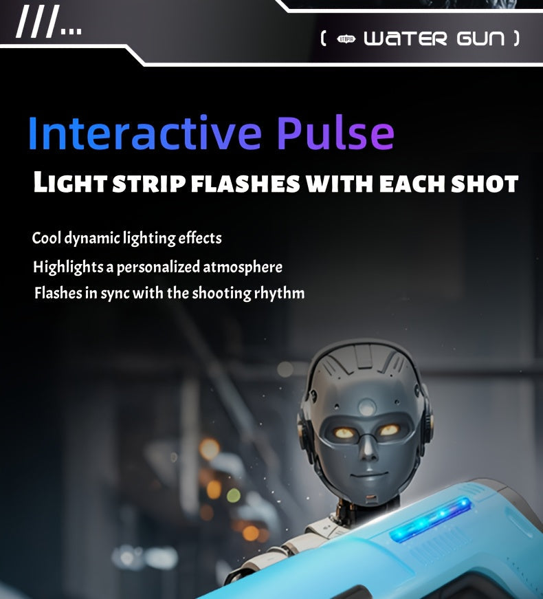 Electric Water Gun Auto-Fill with LED Pulse Light – 40ft Long Range Rapid-Fire Squirt Gun, USB Rechargeable 240-Shot Tank, Water Blaster for Kids & Adults, Pool Beach Backyard Summer Fun
