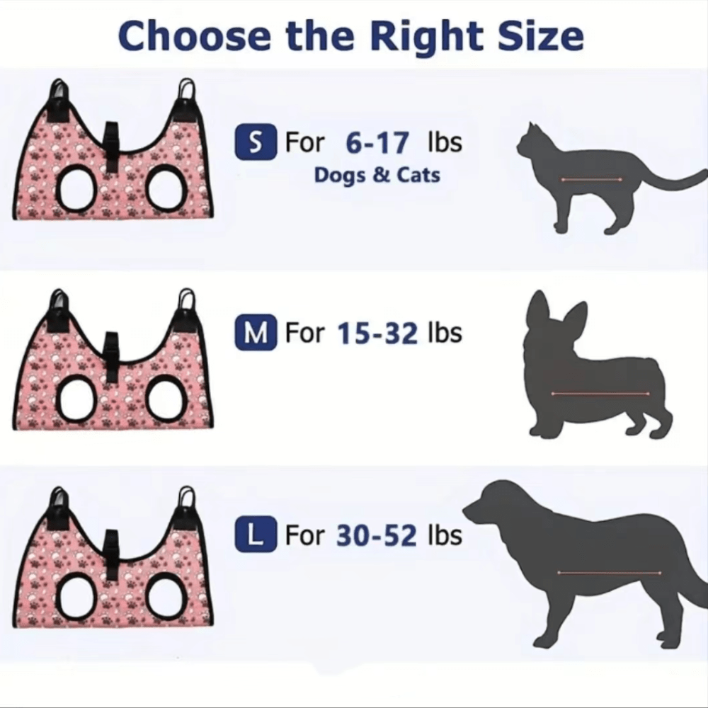 Pet Grooming Hammock Nail Trimming Sling - Comfort Grip Polyester Dog & Cat Restraint Hammock for Stress-Free Nail Clipping, Bath & Grooming, Sizes S/M/L for Small to Medium Breeds