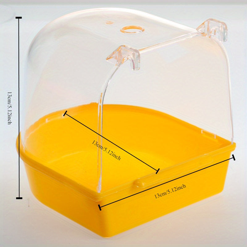 Clear Bird Bath for Cage with Hanging Design - Parrot Bathtub Shower Box for Parakeets, Cockatiels & Small Birds, Removable Transparent Pet Bird Bathing Bowl, Bird Cage Accessories & Grooming Supply