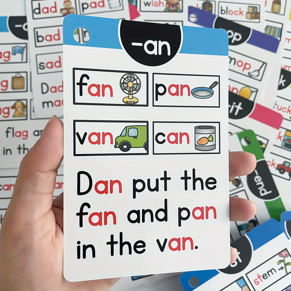 LACHILLY 107-Group Phonics Flashcards for Kids – CVC Word Learning Cards with Colorful Illustrations, I Can Read English Learning, Educational Memory Game & Teaching Aid