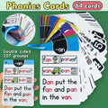 LACHILLY 107-Group Phonics Flashcards for Kids – CVC Word Learning Cards with Colorful Illustrations, I Can Read English Learning, Educational Memory Game & Teaching Aid