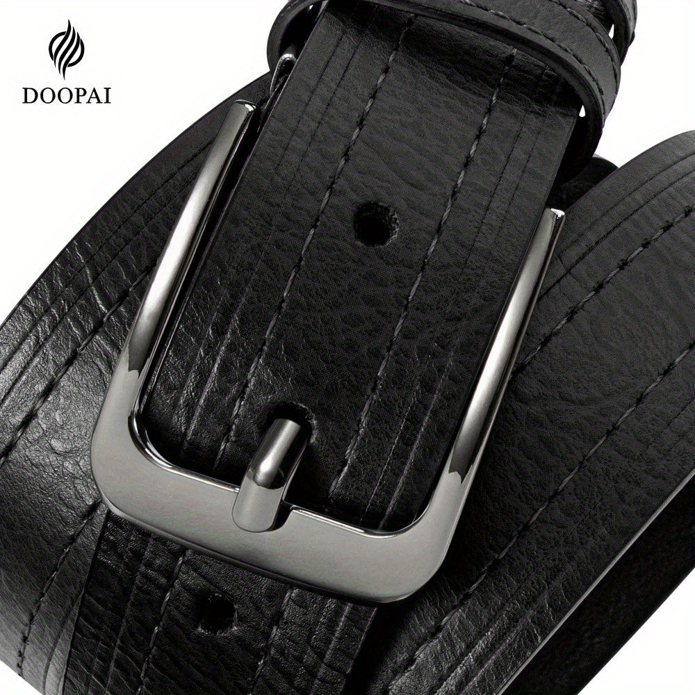2-Pack Men's Genuine Cowhide Leather Belt with Gift Box – Adjustable Pin Buckle Classic Vintage Jeans Belt for Men, Sizes 30"-52"