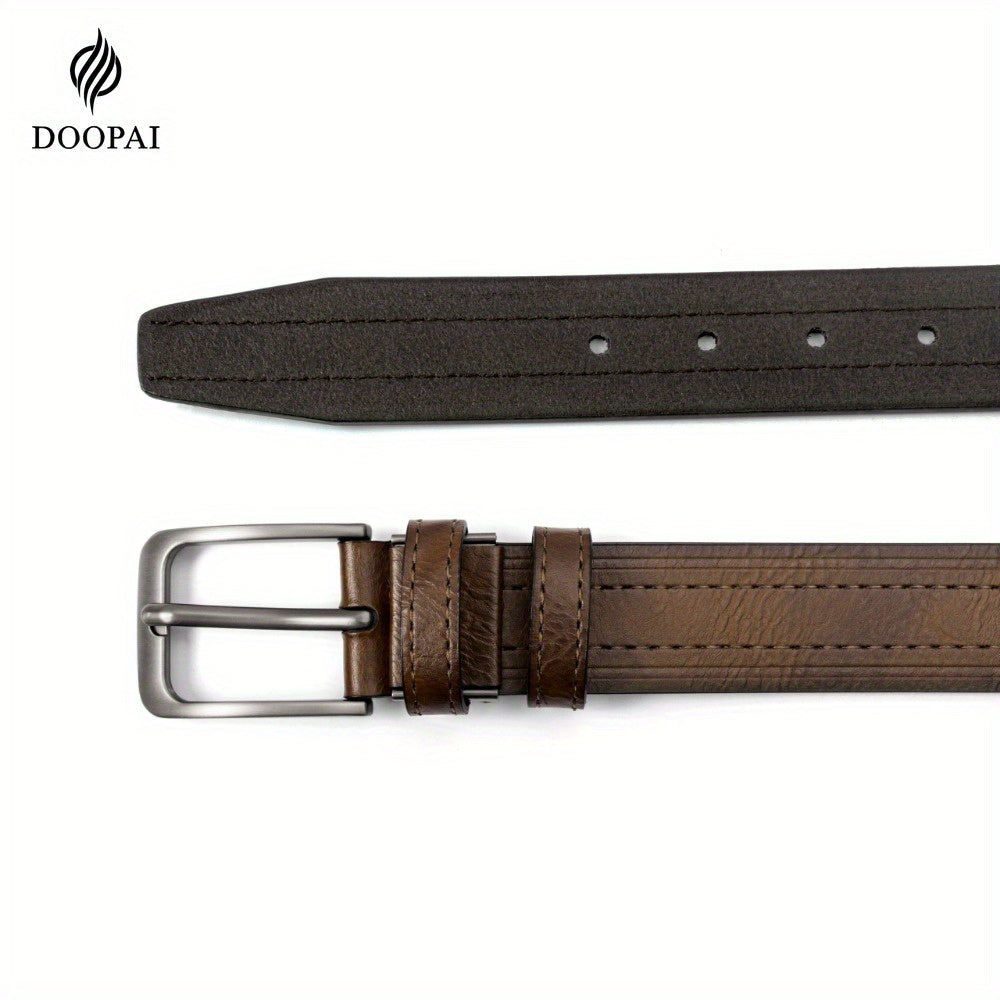 2-Pack Men's Genuine Cowhide Leather Belt with Gift Box – Adjustable Pin Buckle Classic Vintage Jeans Belt for Men, Sizes 30"-52"