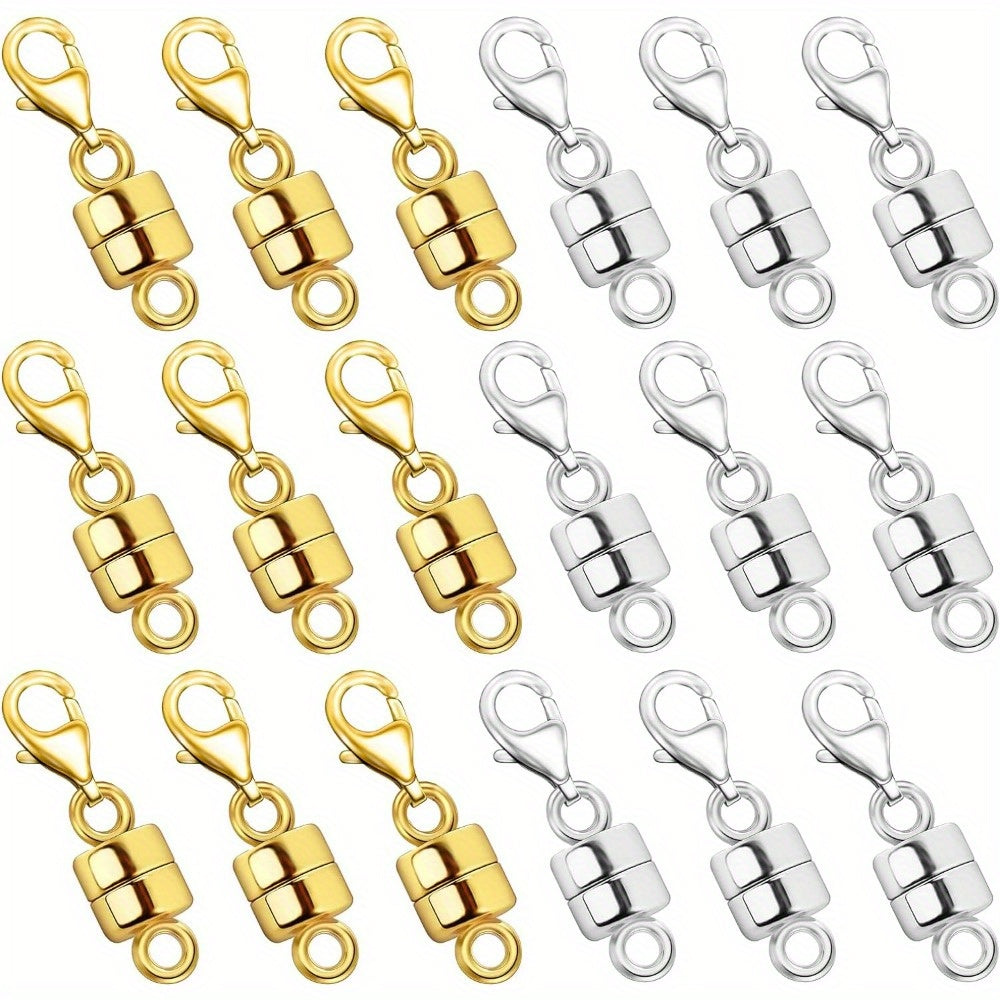Magnetic Necklace Clasp Set 18 Pieces Gold and Silver – Magnetic Jewelry Clasp Converter with Lobster Clasps for Bracelets Necklaces and Chains – Easy Arthritis-Friendly Jewelry Fastener