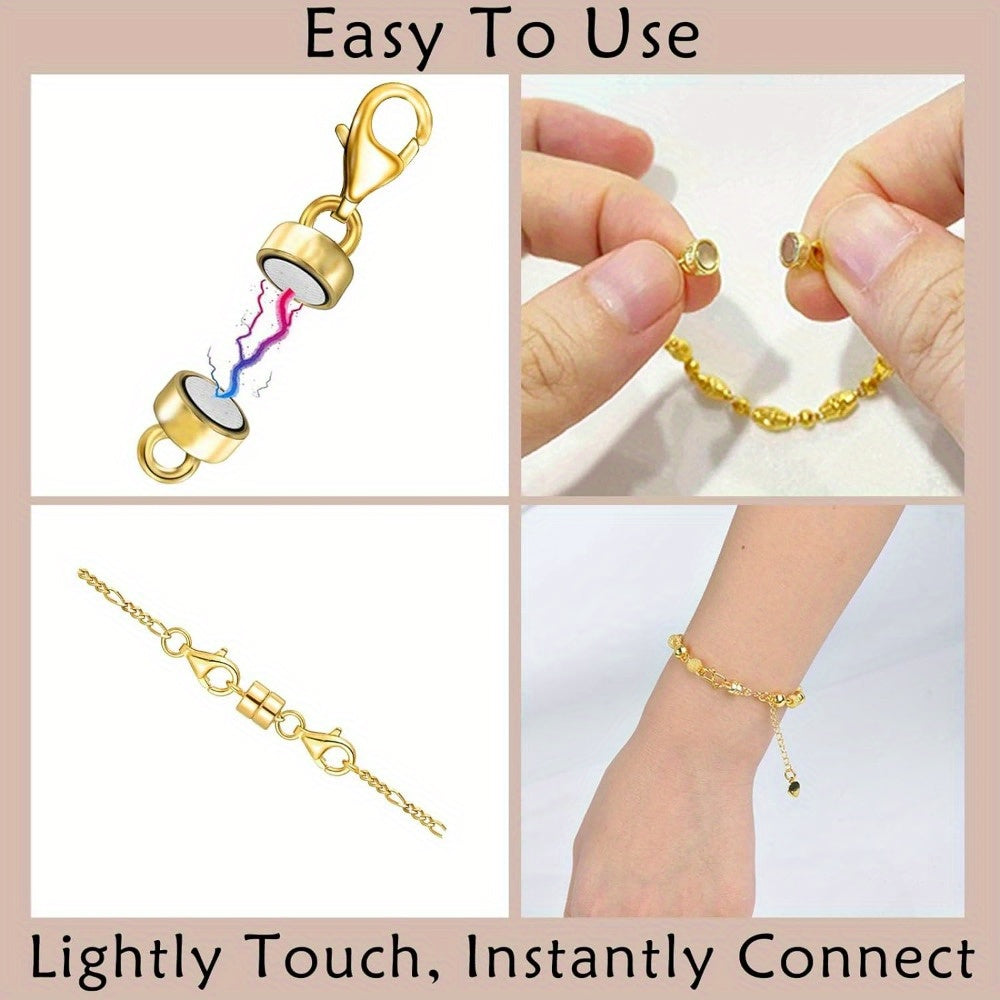 Magnetic Necklace Clasp Set 18 Pieces Gold and Silver – Magnetic Jewelry Clasp Converter with Lobster Clasps for Bracelets Necklaces and Chains – Easy Arthritis-Friendly Jewelry Fastener