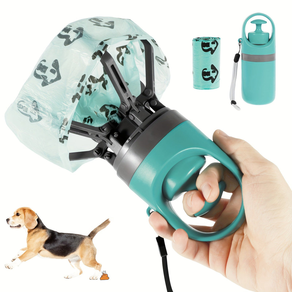 Portable Dog Poop Picker EVA Pooper Scooper with Bag – Lightweight Sanitary Outdoor Dog Waste Removal Tool No Battery Required
