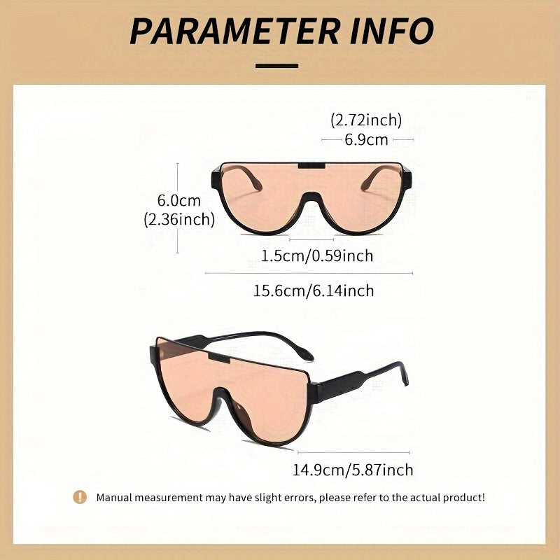 Oversized Semi-Circular Sunglasses Unisex – Anti-Glare UV Protection Large Oval Frame, Lightweight & Durable for Hiking, Beach & Outdoor, Trendy Eyewear for Men and Women