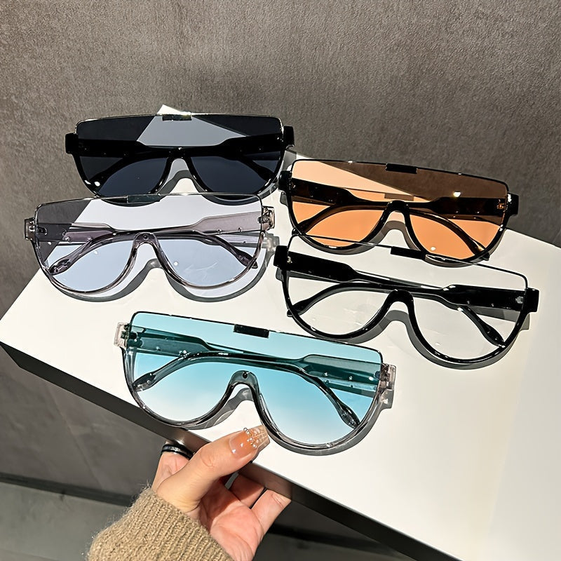 Oversized Semi-Circular Sunglasses Unisex – Anti-Glare UV Protection Large Oval Frame, Lightweight & Durable for Hiking, Beach & Outdoor, Trendy Eyewear for Men and Women