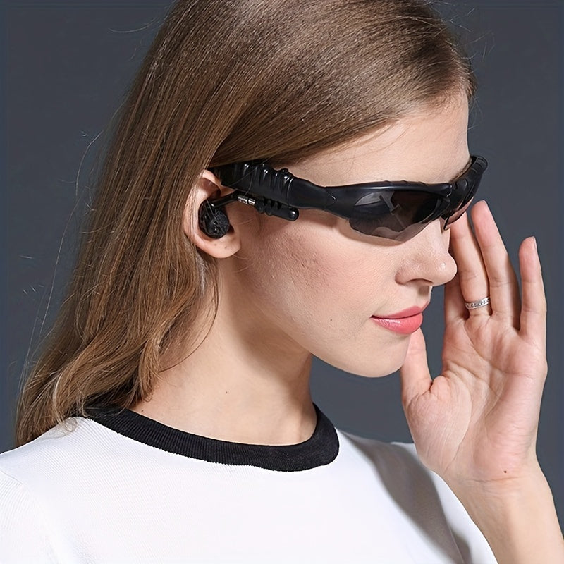 Smart Driving Bluetooth Glasses with Wireless Headphones – Stereo Music Hands-Free Calls Navigation, Noise-Cancelling Microphone, Open Ear Wearable Tech Eyewear for Driving Outdoor Sports Activities