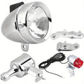 Bicycle Dynamo Headlight & Tail Light Kit 12V 6W Friction Generator – No Battery Needed, Fits Mountain Bike, Road Bike, BMX, Folding Bike, Kids Bike & More, Silver